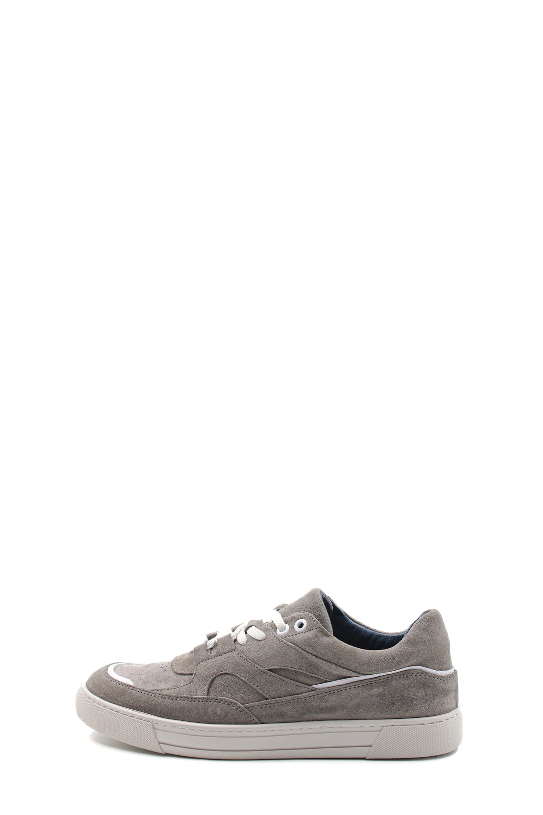 Zapatillas Casual Hombre Ante Gris Cordones Blancos - Wessi