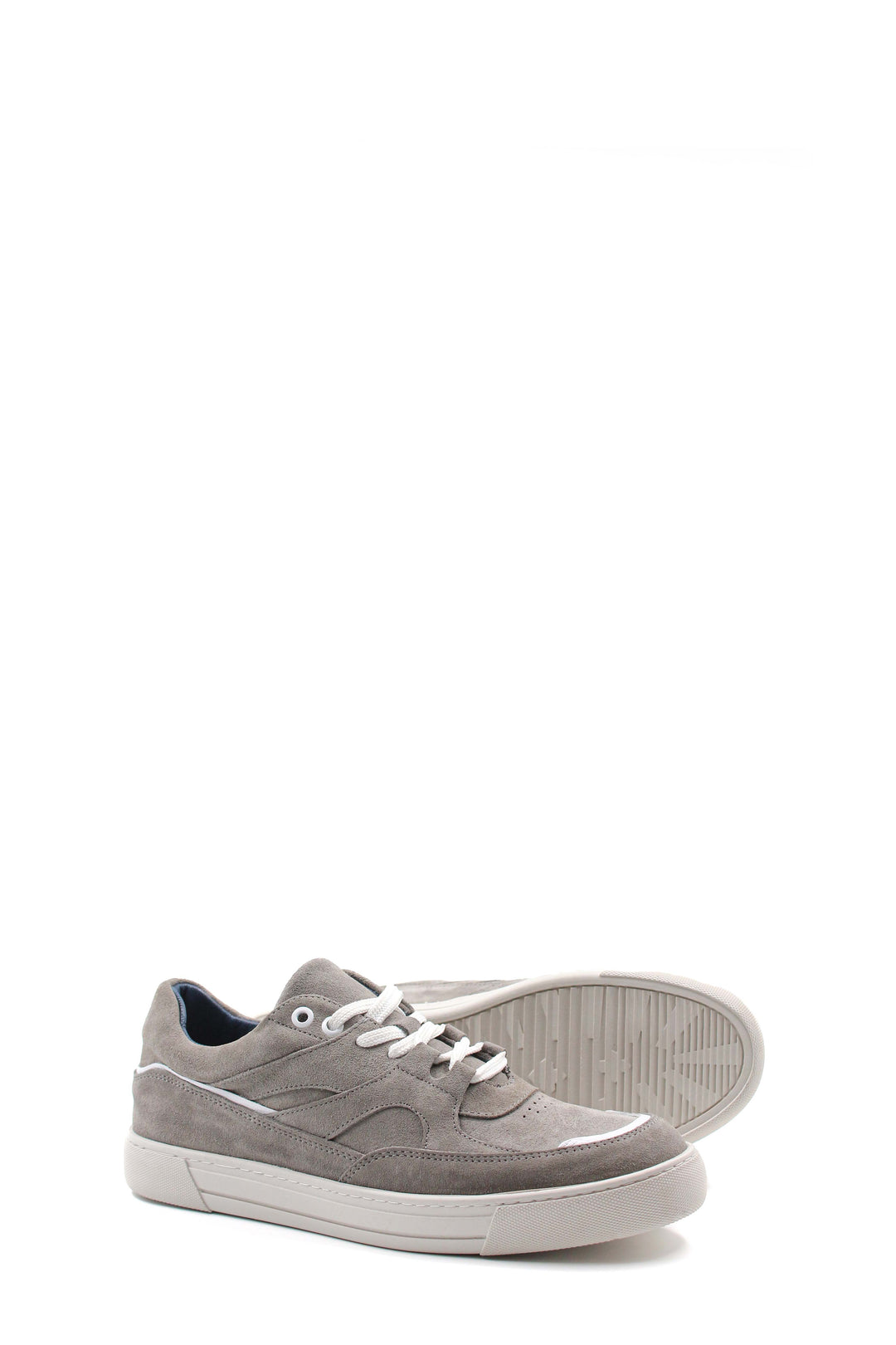 Zapatillas Casual Hombre Ante Gris Cordones Blancos - Wessi