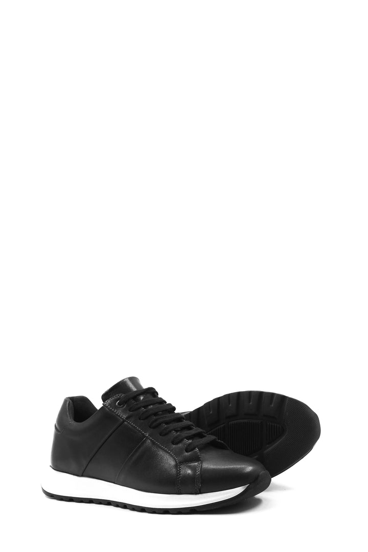 Zapatillas de Hombre de Piel Negra con Suela Contraste Blanca - Wessi