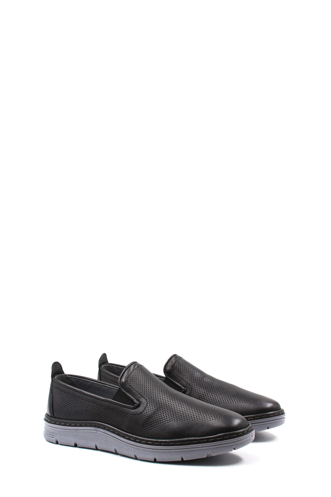 Black Textured Slip-On Sneakers-Wessi