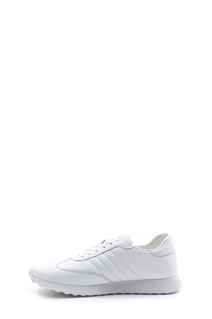 White Leather Retro Running Sneakers Wessi