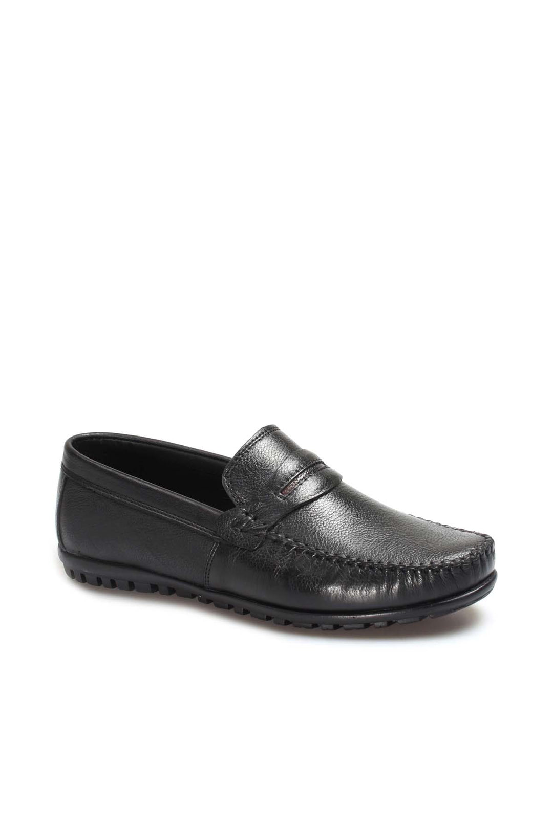 Mocasines de hombre de piel negra con suela texturizada