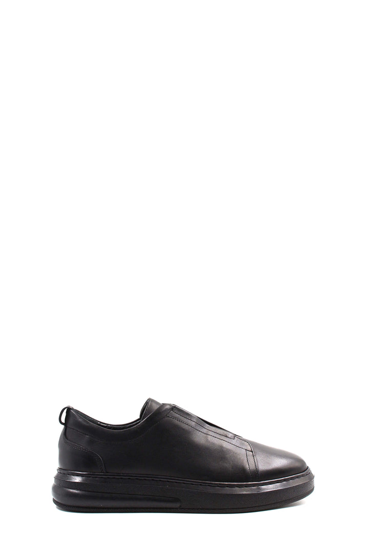 Black Leather Slip-On Sneakers-Wessi