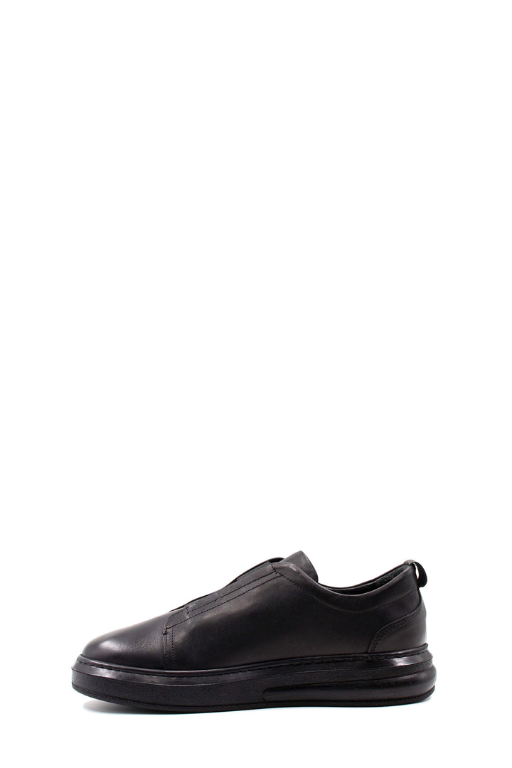 Black Leather Slip-On Sneakers-Wessi