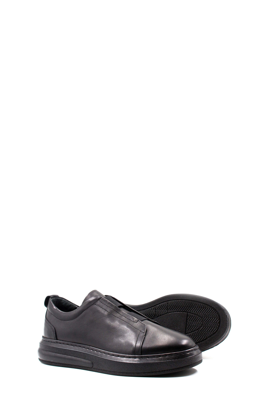 Black Leather Slip-On Sneakers-Wessi