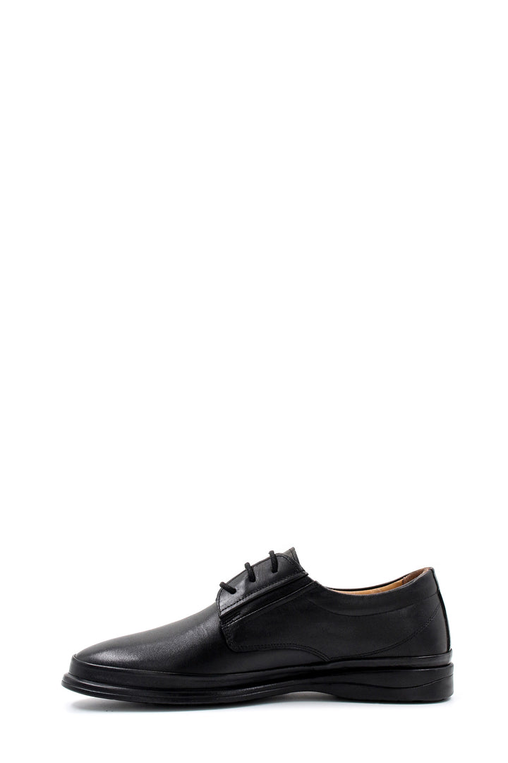 Men's Classic Black Leather Dress Shoes with Lace-Up Design and Cushioned Sole - Wessi