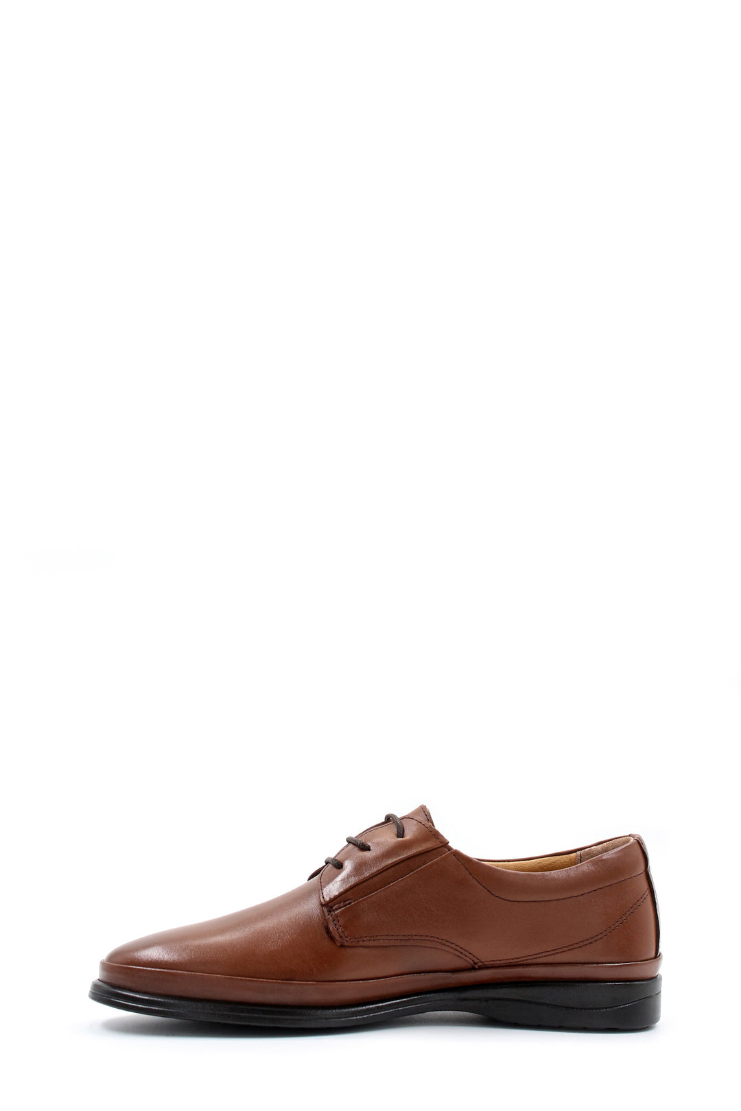 Men's Brown Leather Lace-Up Shoes with Cushioned Sole and Rounded Toe - Wessi