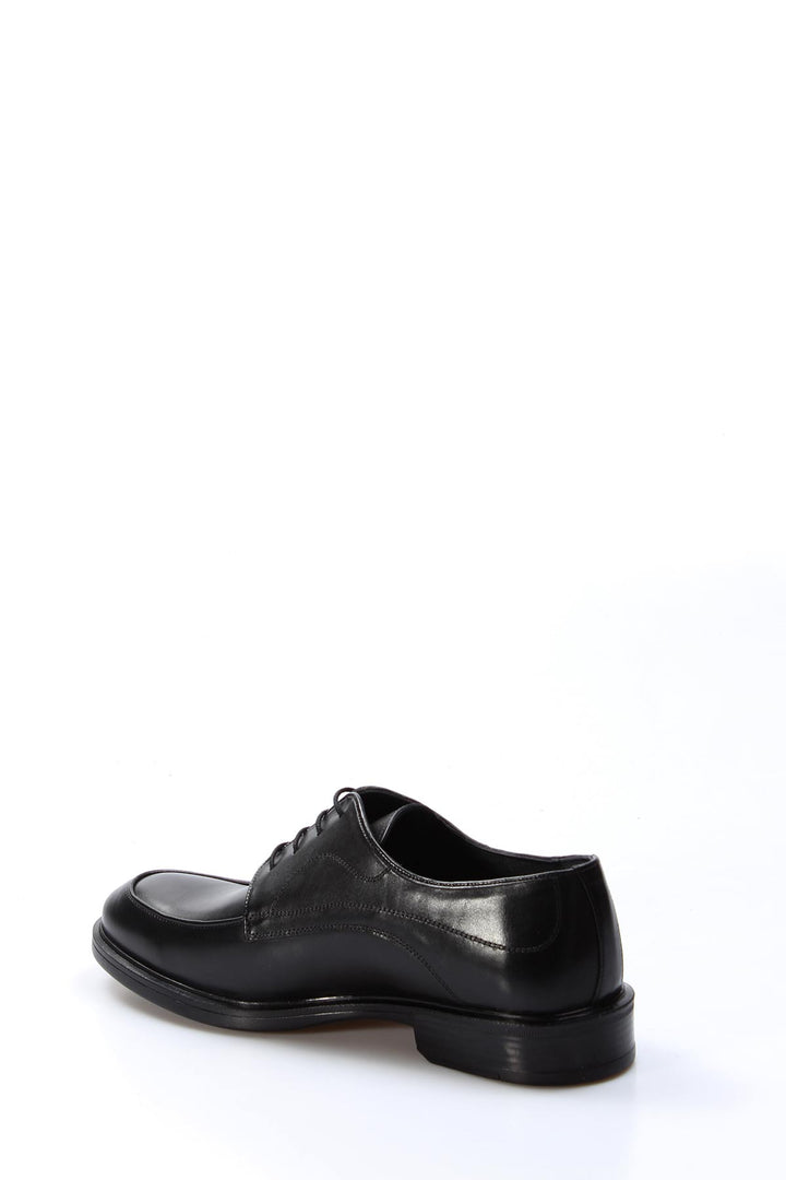 Men's Black Leather Derby Shoes with Subtle Stitch Detailing - Wessi