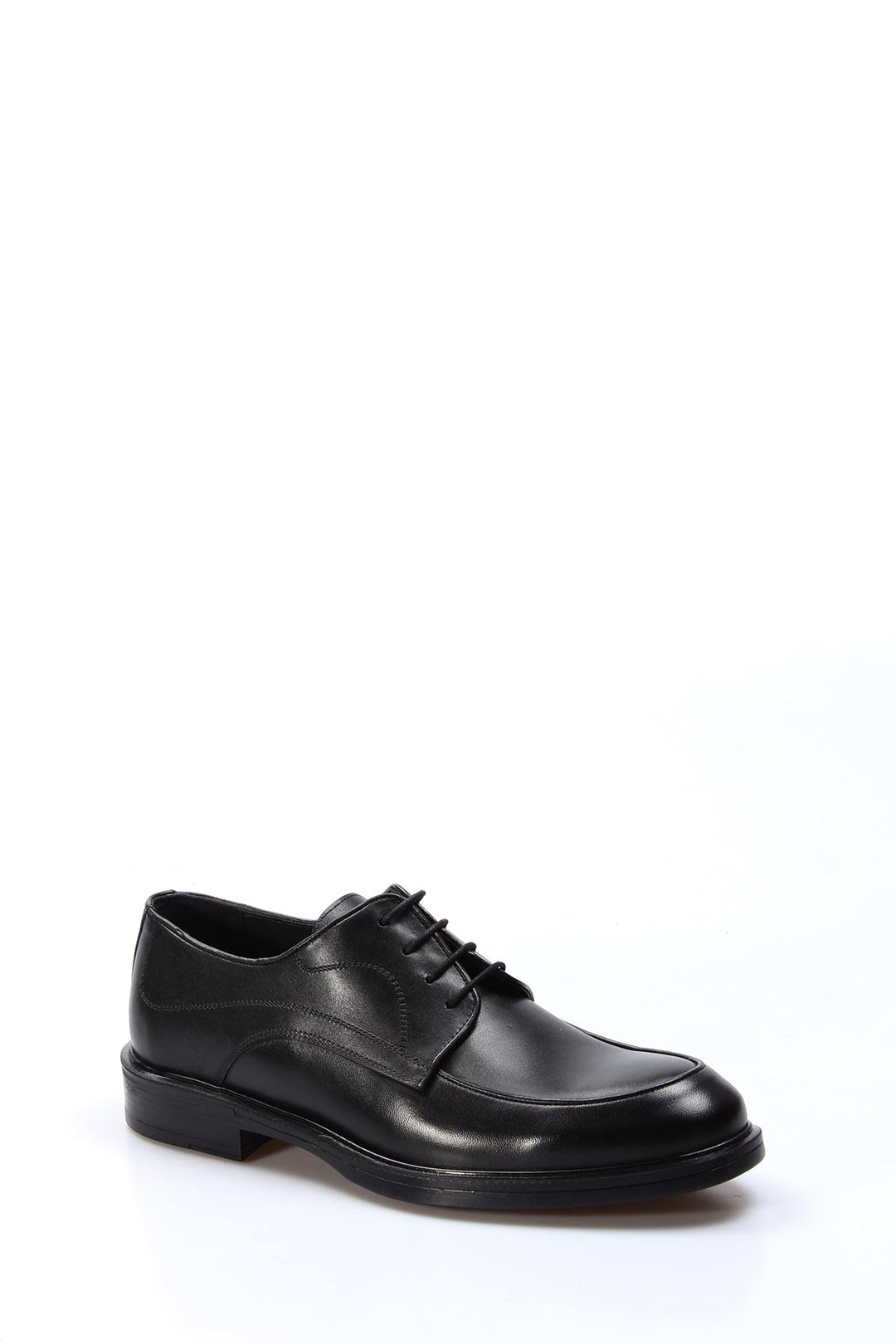 Men's Black Leather Derby Shoes with Subtle Stitch Detailing - Wessi