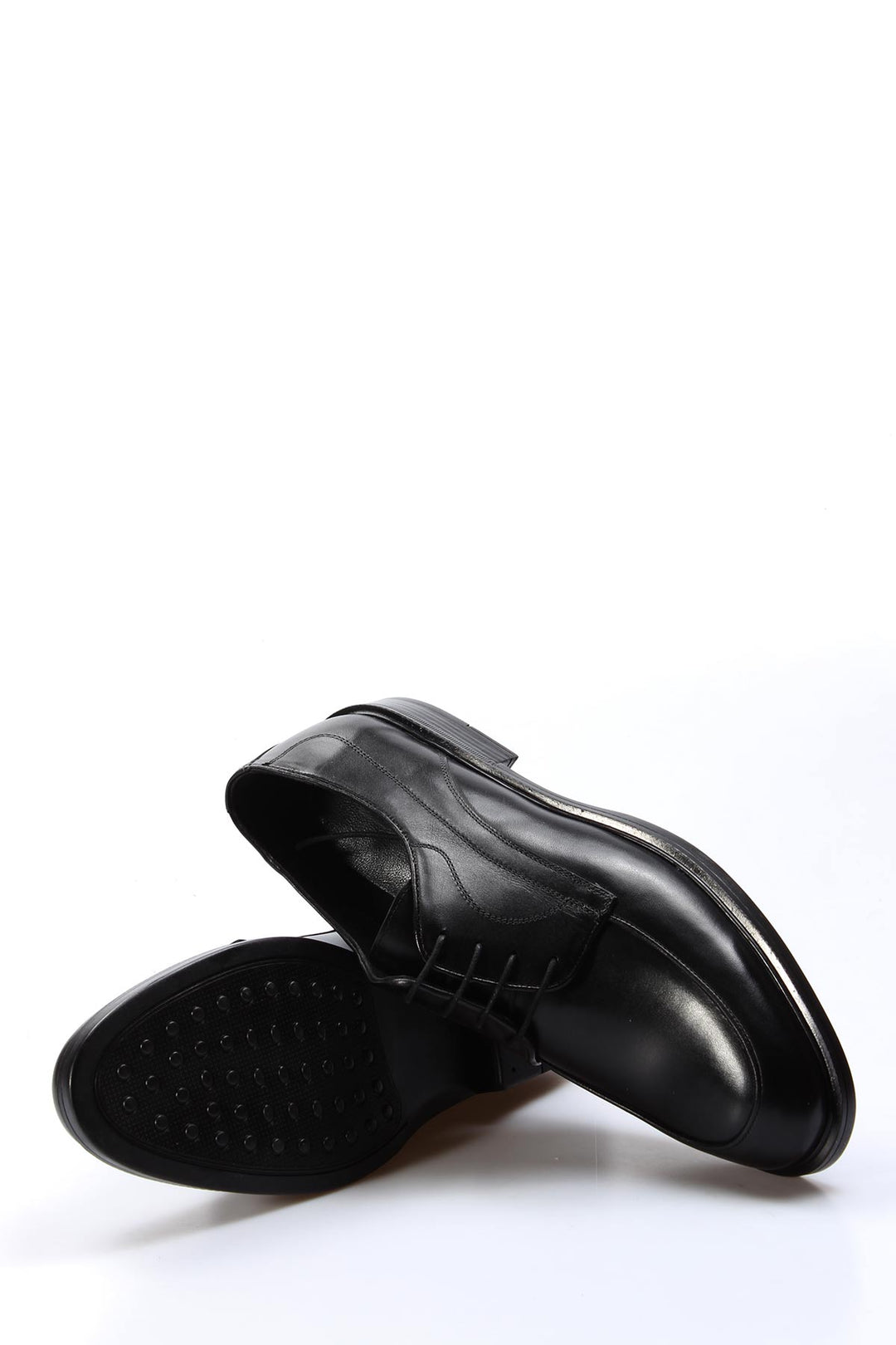 Men's Black Leather Derby Shoes with Subtle Stitch Detailing - Wessi