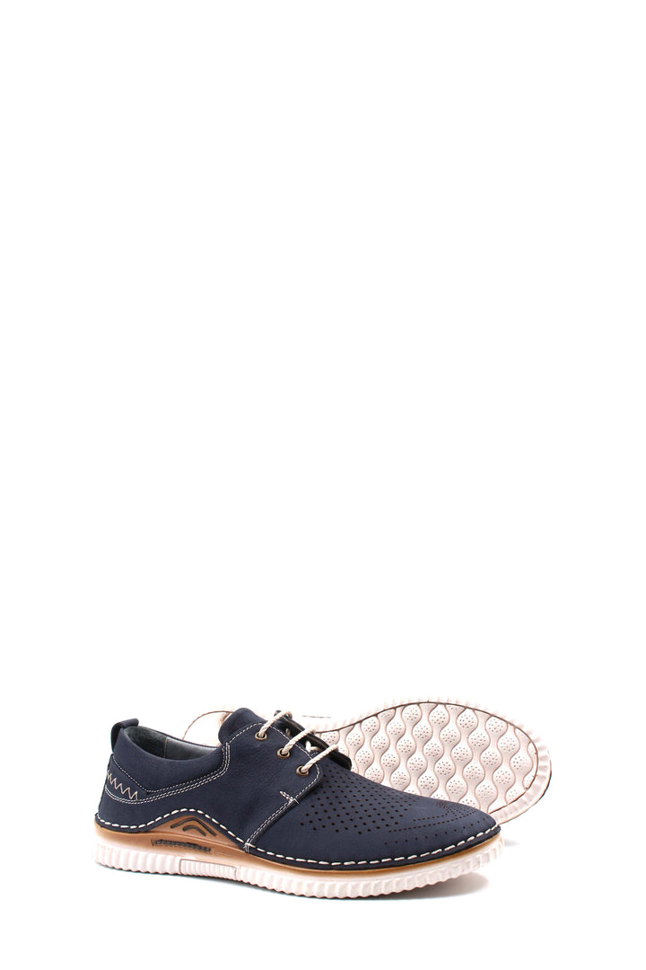 Navy Perforated Sporty Lace-Up-Wessi