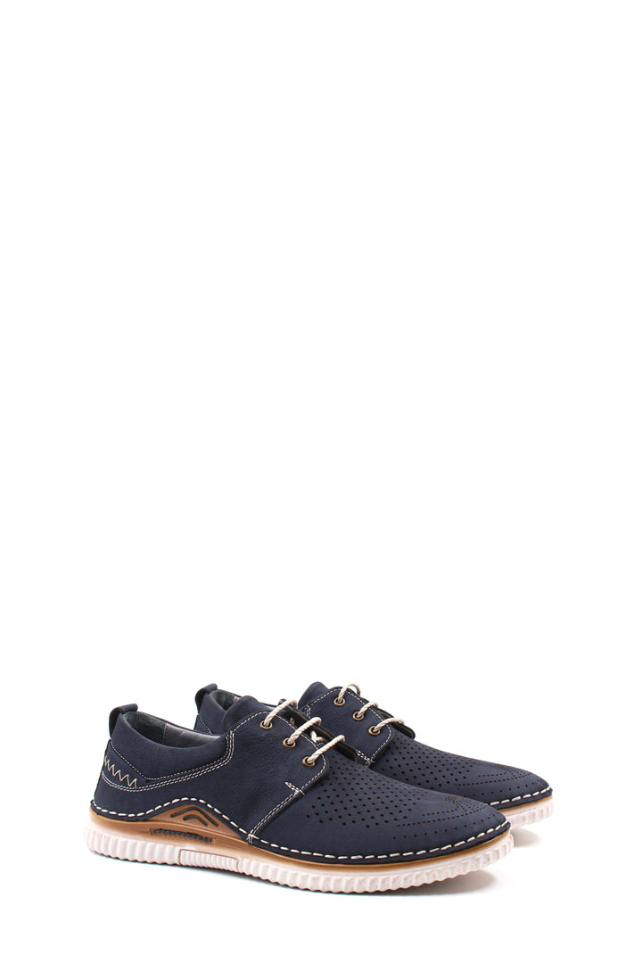 Navy Perforated Sporty Lace-Up-Wessi