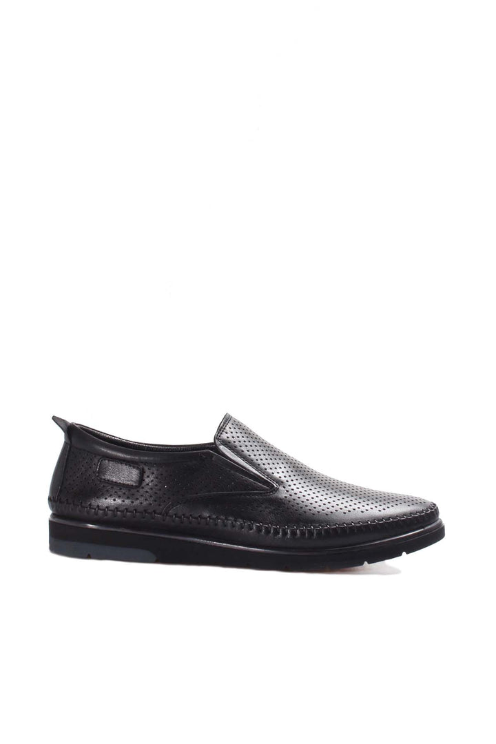 Black Perforated Leather Loafers Wessi