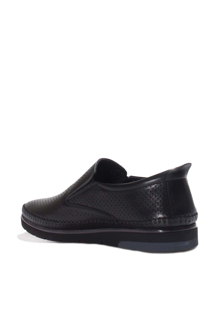 Black Perforated Leather Loafers Wessi