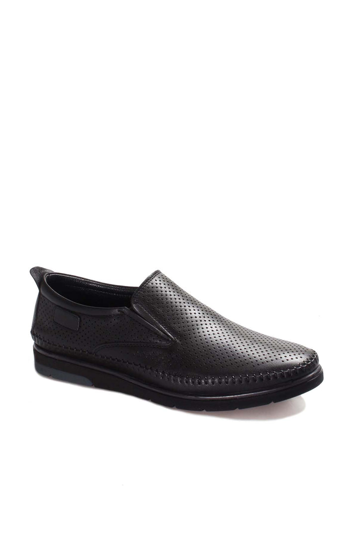 Black Perforated Leather Loafers Wessi