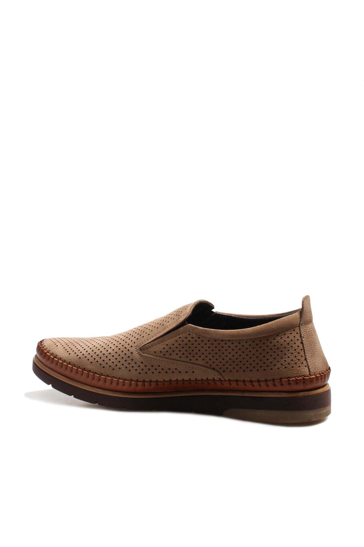 Beige Perforated Suede Loafers Wessi