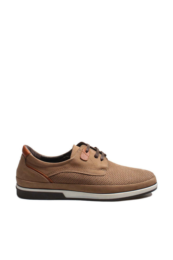 Tan Perforated Suede Casual Shoes Wessi