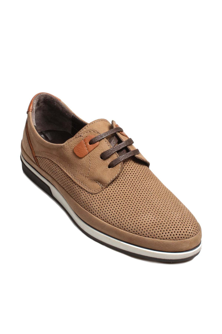 Tan Perforated Suede Casual Shoes Wessi