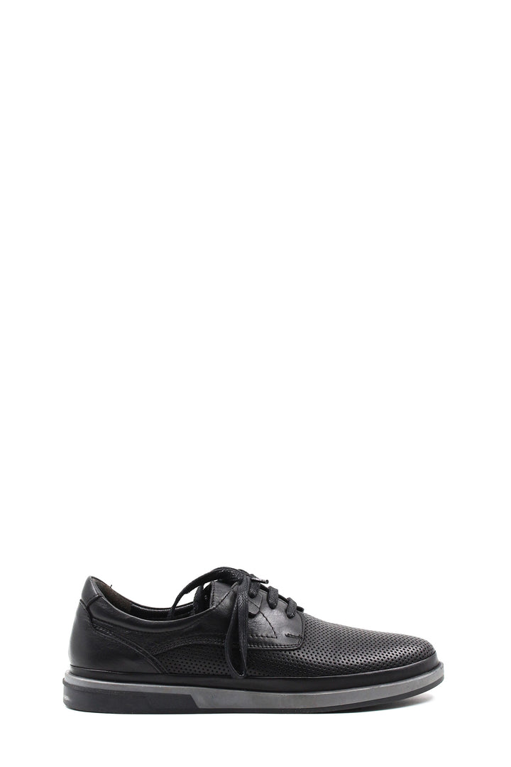 Black Perforated Leather Derby-Wessi