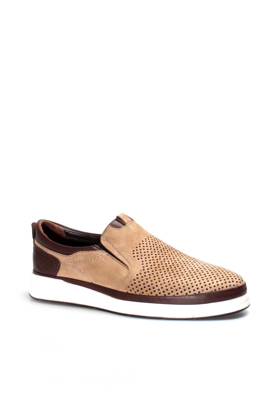 Beige Perforated Casual Slip-On-Wessi