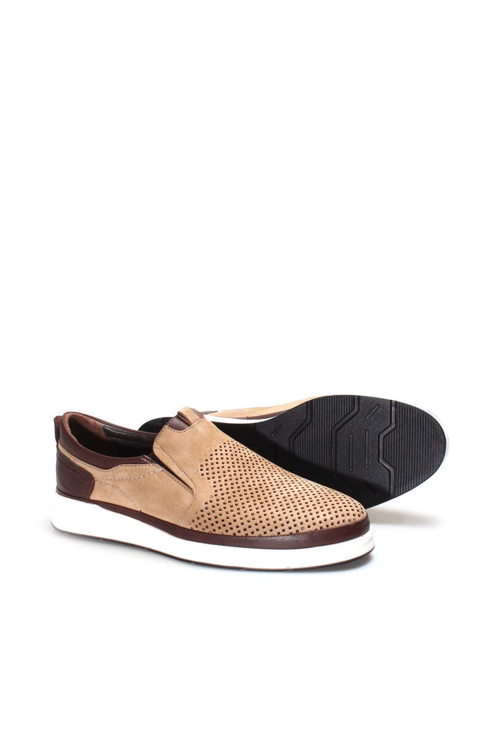 Beige Perforated Casual Slip-On-Wessi