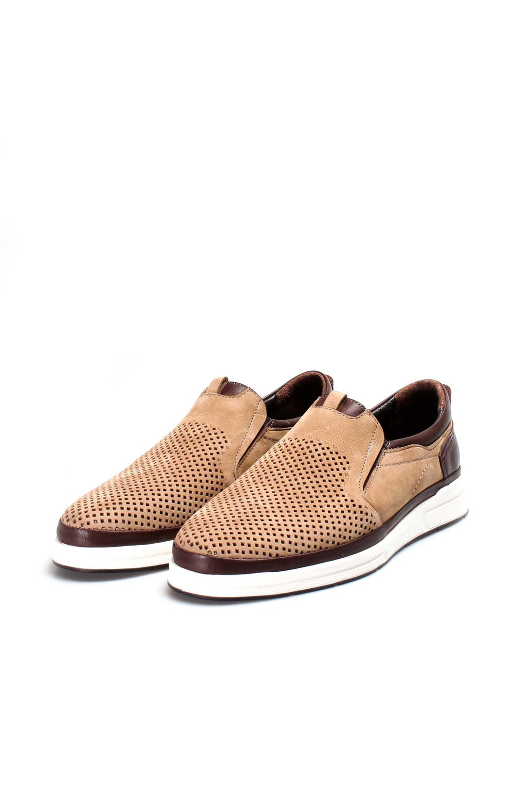 Beige Perforated Casual Slip-On-Wessi