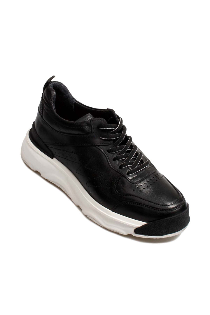 Black Leather Chunky Sneakers Wessi