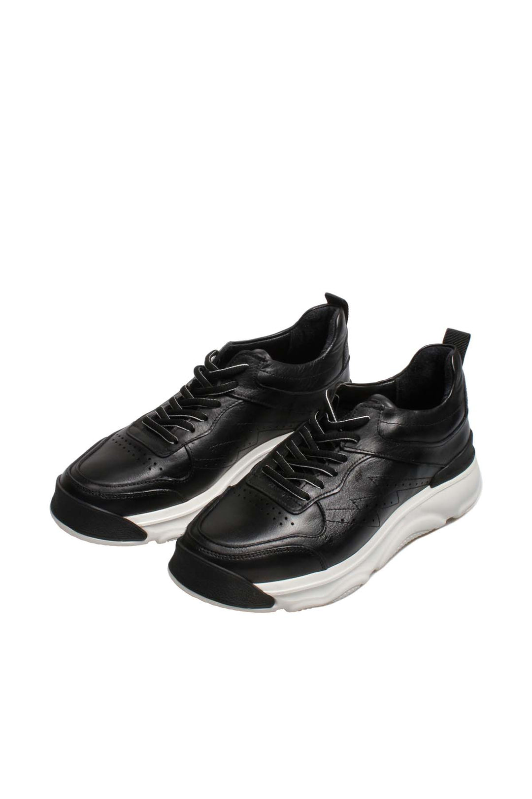 Black Leather Chunky Sneakers Wessi