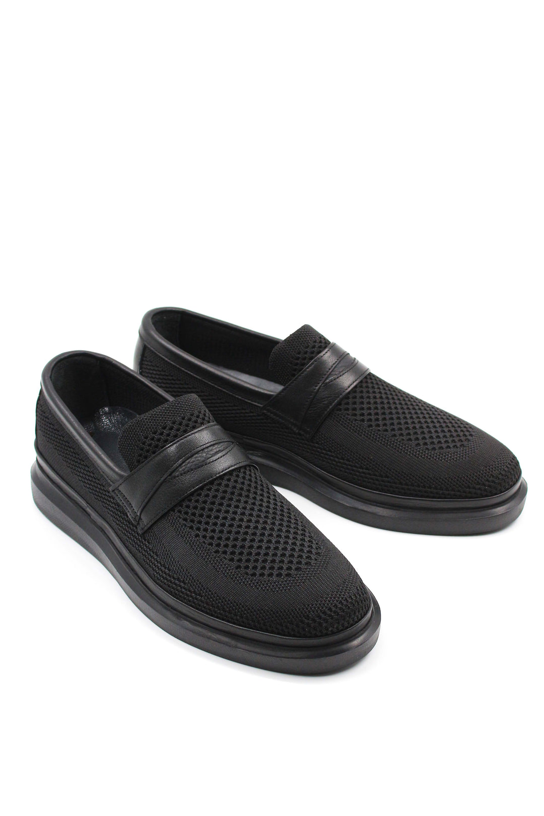 Black Mesh Slip-On Loafers Wessi