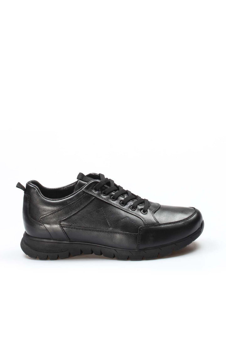 Black Leather Walking Sneakers Wessi