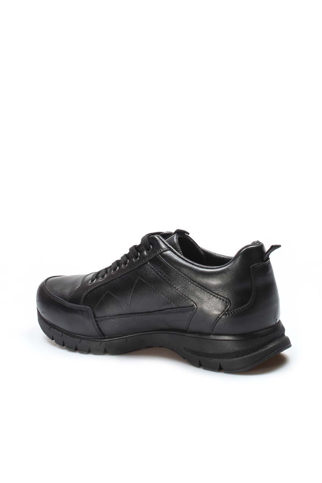 Black Leather Walking Sneakers Wessi