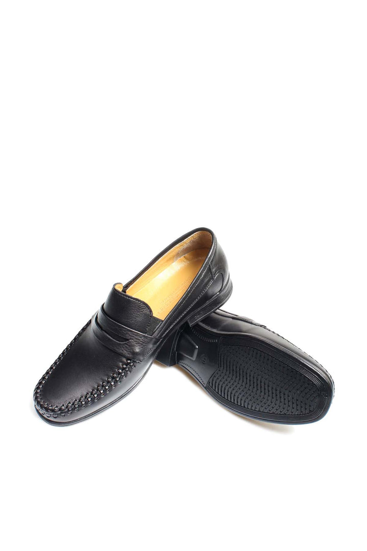 Classic Black Leather Penny Loafers-Wessi