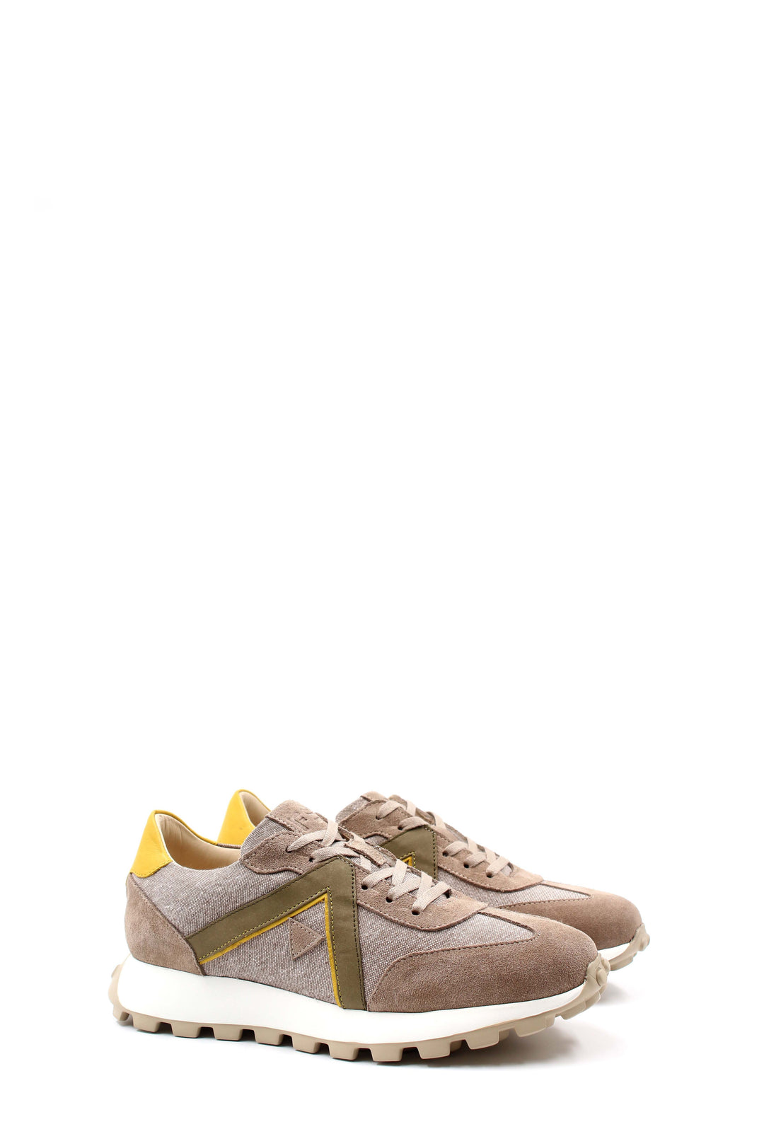 Beige Multi-Color Retro Sneakers-Wessi