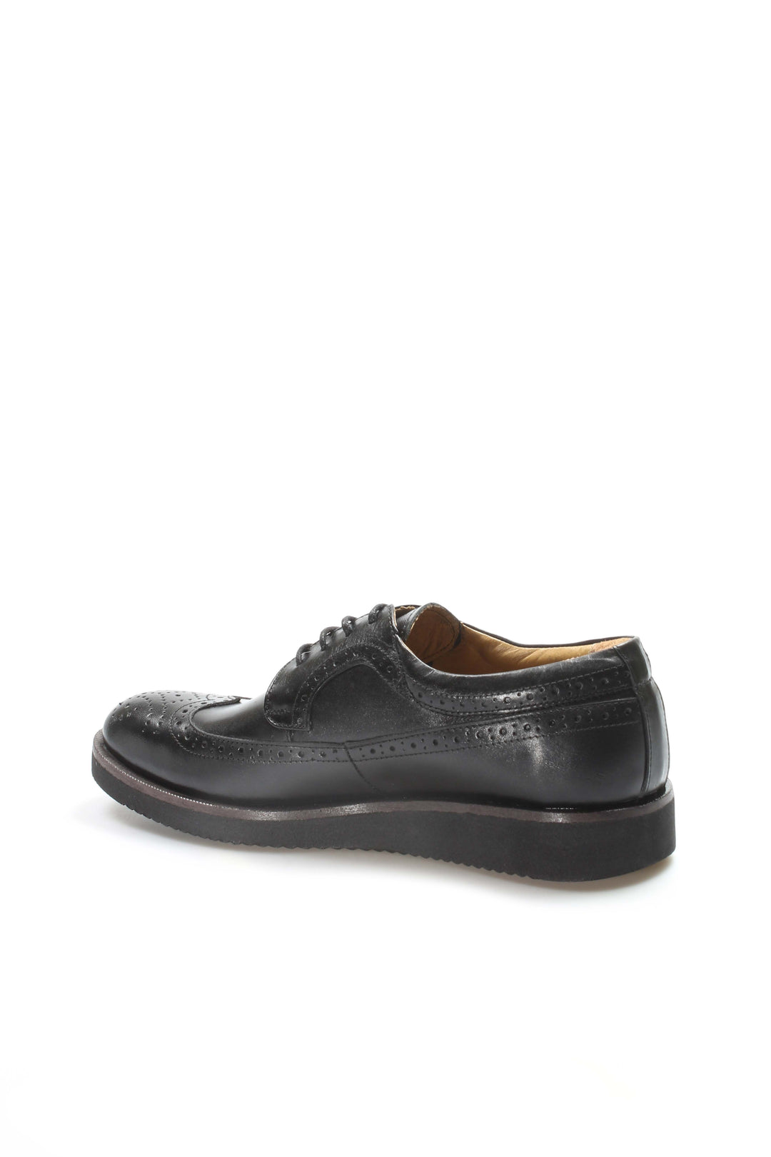 Men's Black Leather Brogue Dress Shoes - Wessi