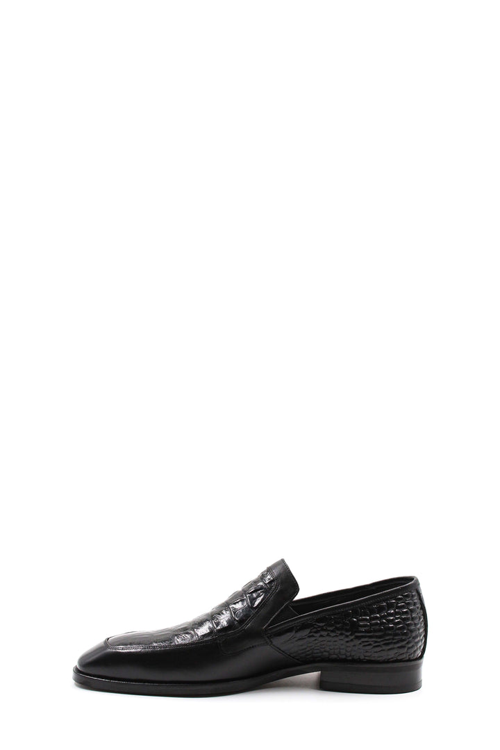 Black Croc-Embossed Leather Loafers Wessi