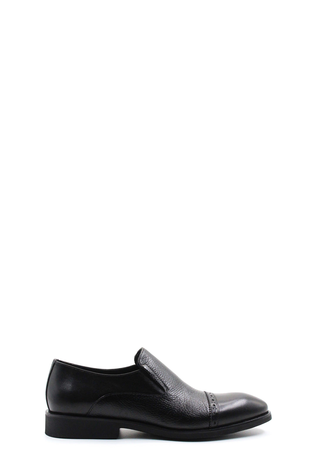 Black Leather Cap-Toe Loafers Wessi