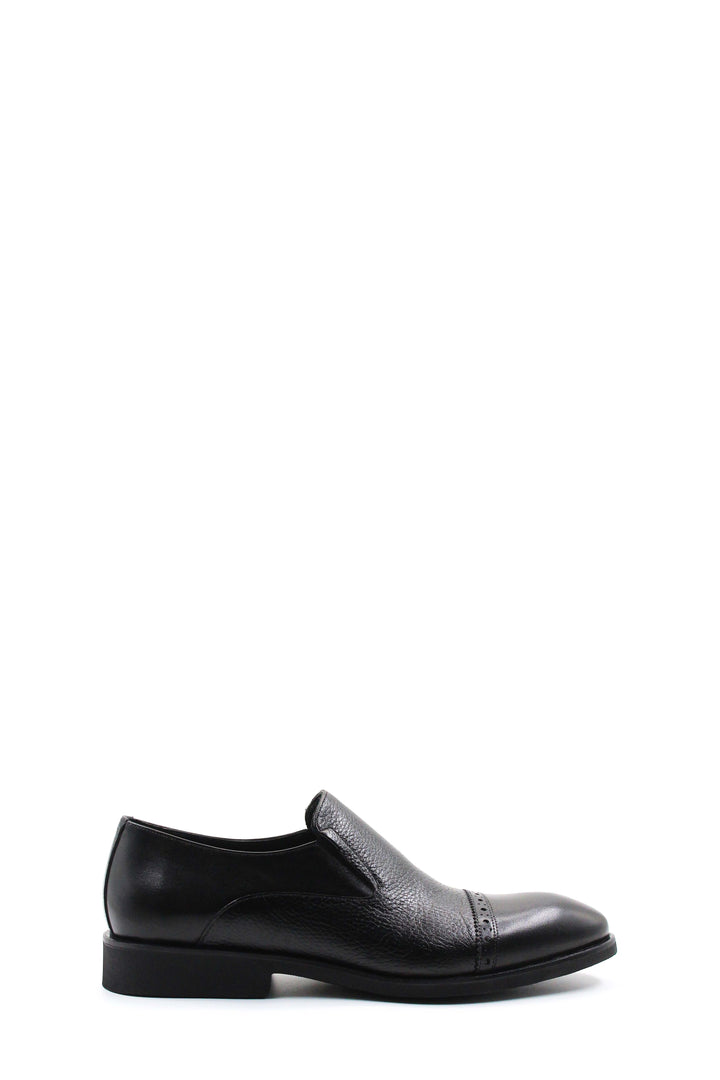 Black Leather Cap-Toe Loafers Wessi