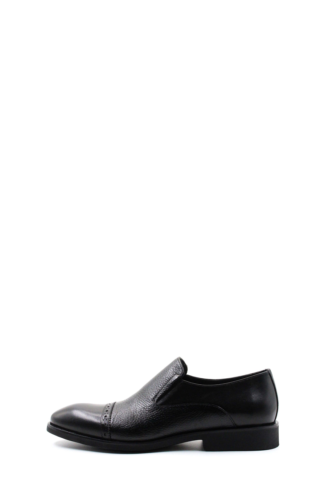 Black Leather Cap-Toe Loafers Wessi