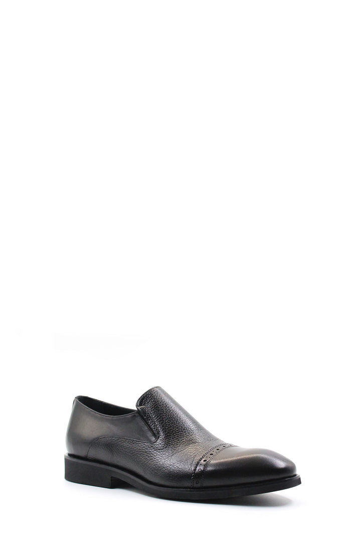 Black Leather Cap-Toe Loafers Wessi