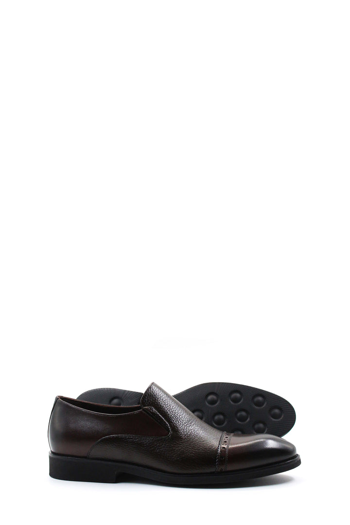 Brown Leather Cap-Toe Loafers Wessi