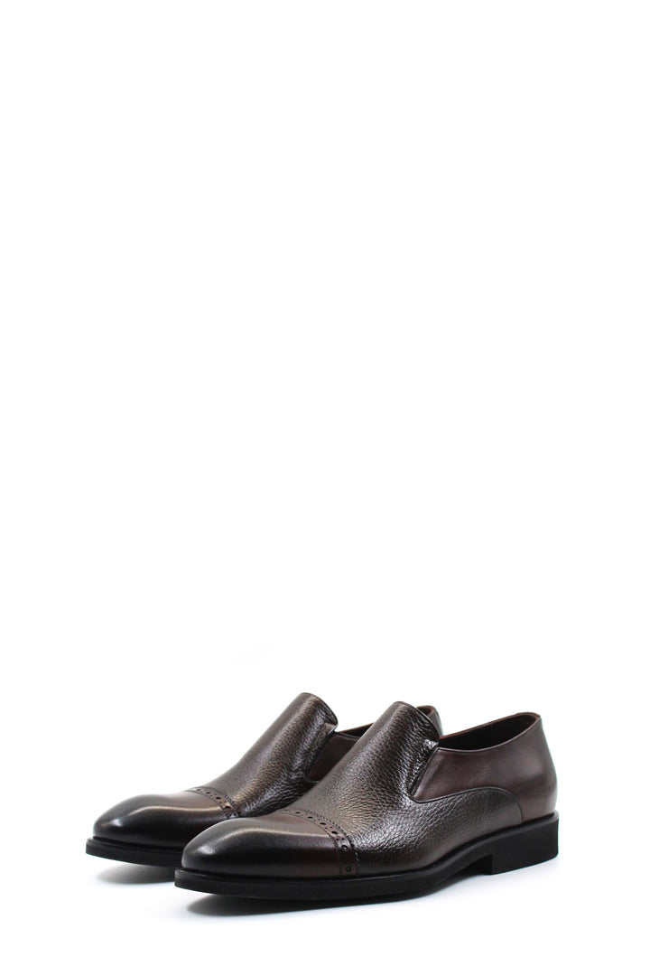 Brown Leather Cap-Toe Loafers Wessi