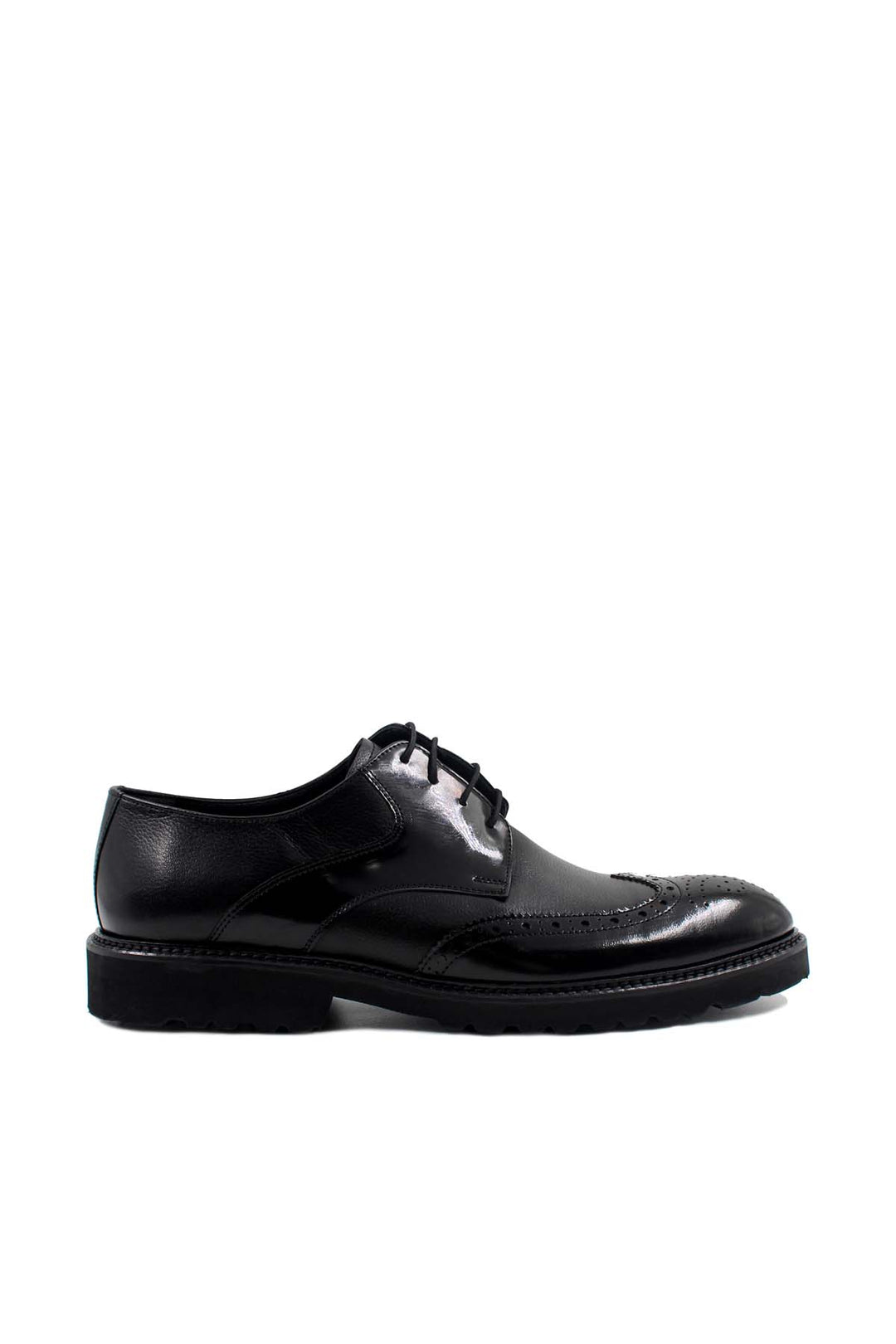 Men's Black Leather Brogue Oxford Shoes with Sturdy Sole - Wessi