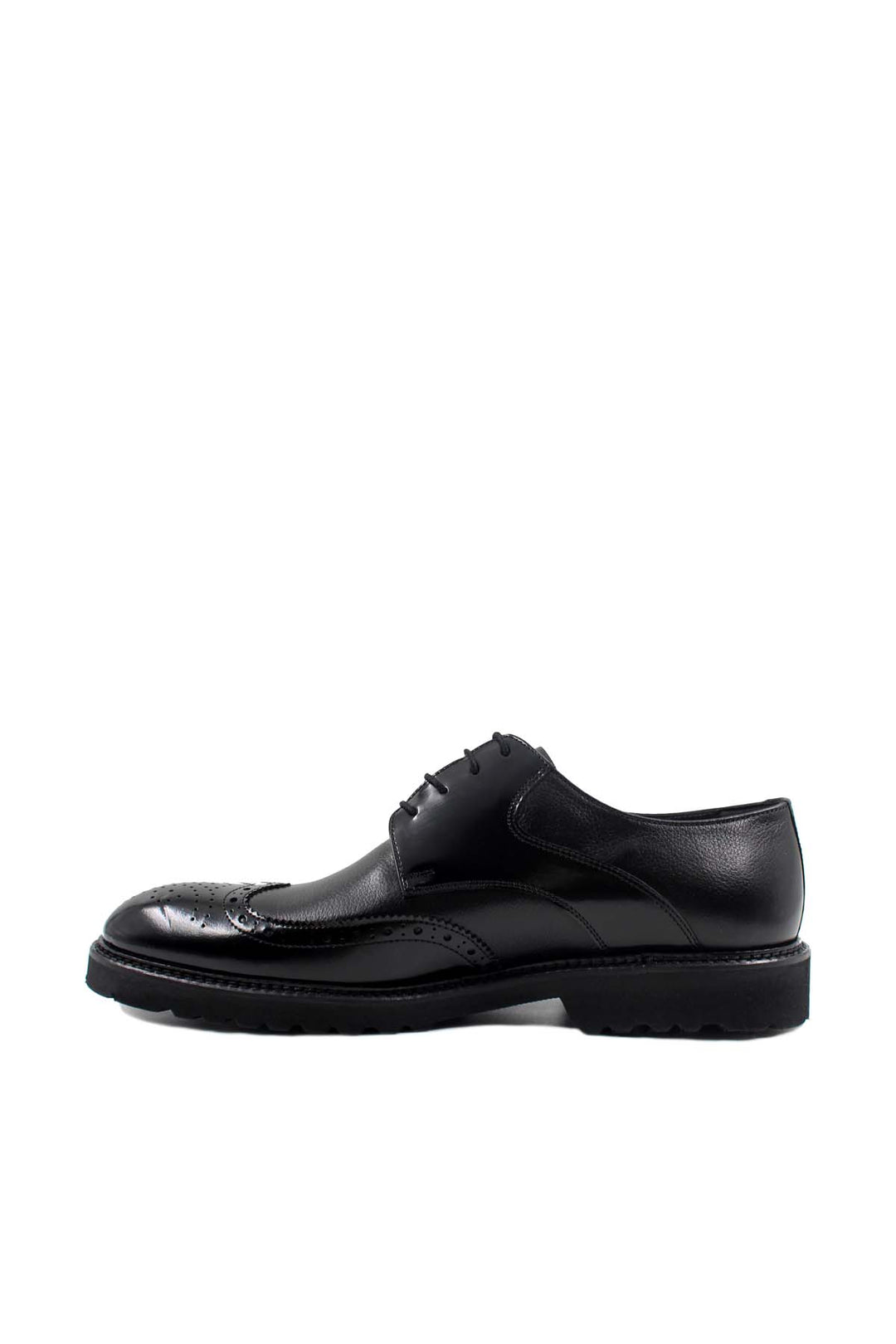 Men's Black Leather Brogue Oxford Shoes with Sturdy Sole - Wessi