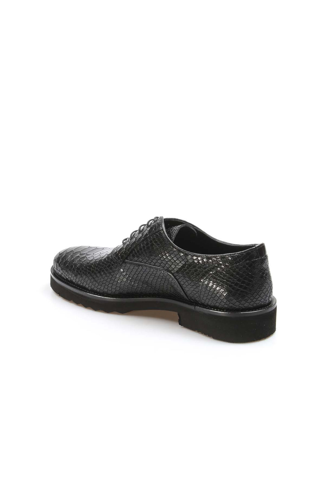 Black Textured Leather Derby Shoes Wessi