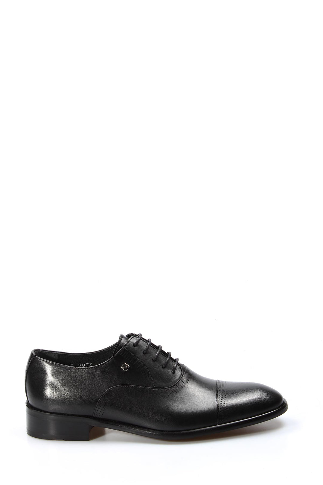 Men's Black Leather Cap-Toe Oxford Shoes - Wessi