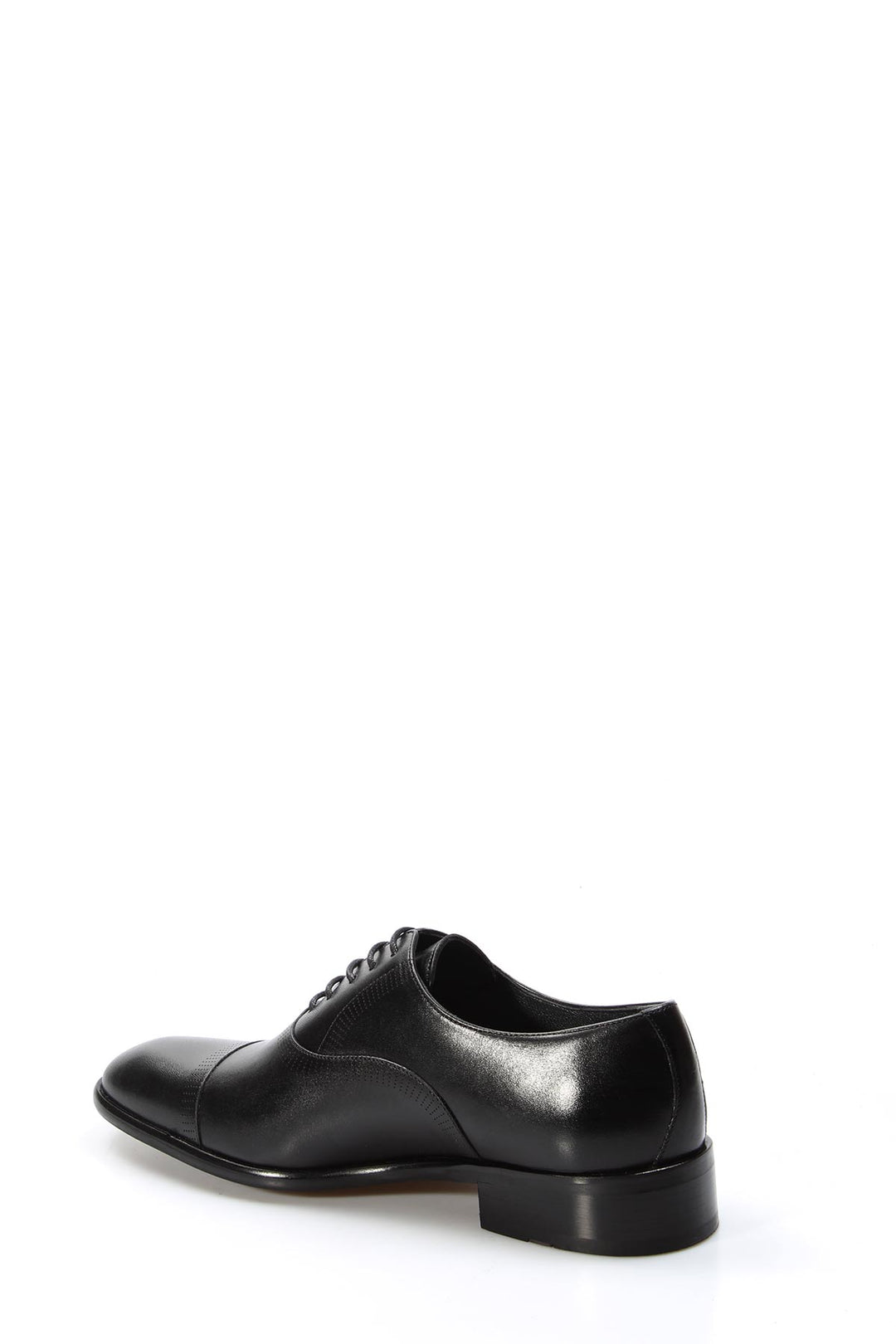 Men's Black Leather Cap-Toe Oxford Shoes - Wessi