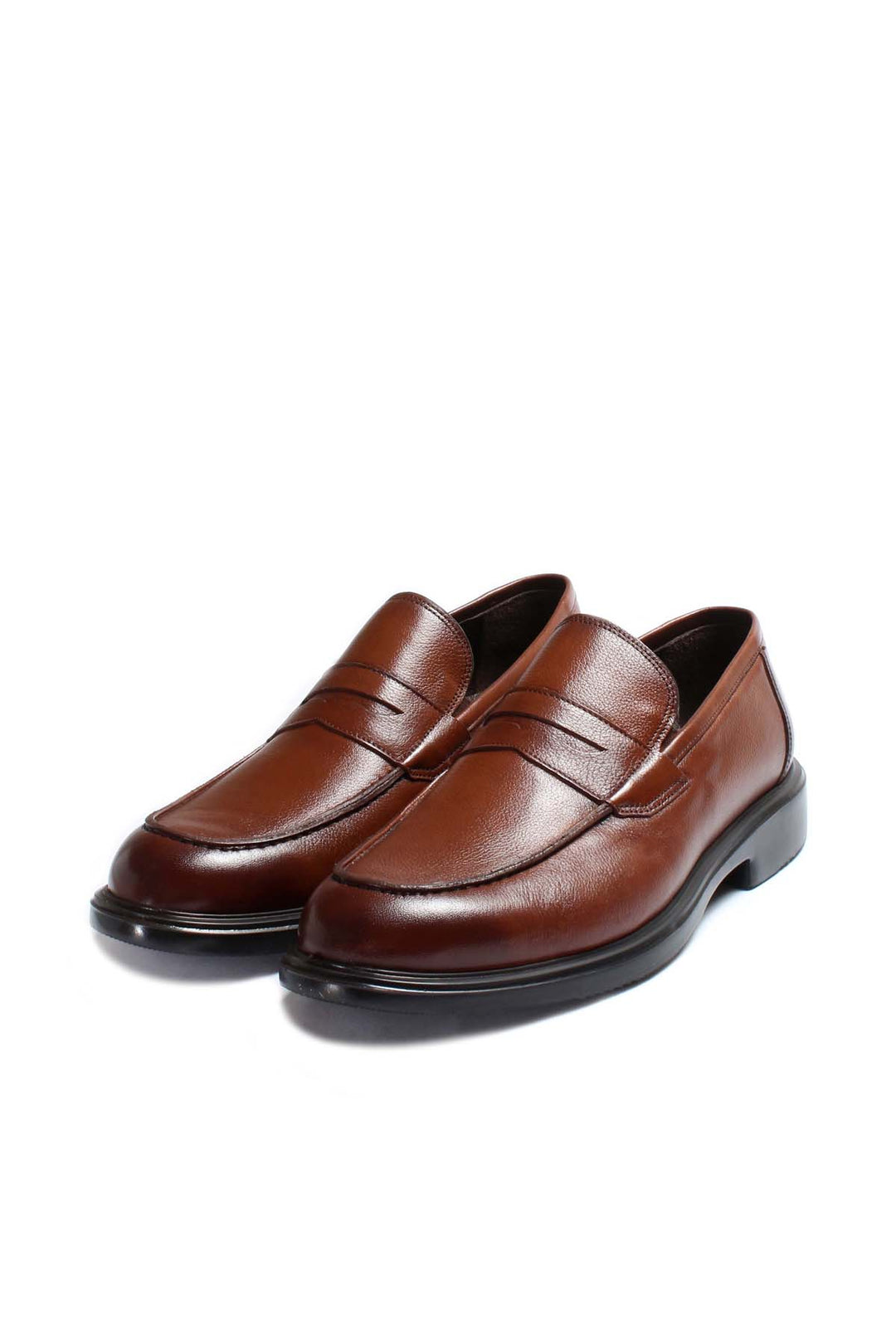 Classic Brown Leather Penny Loafers-Wessi