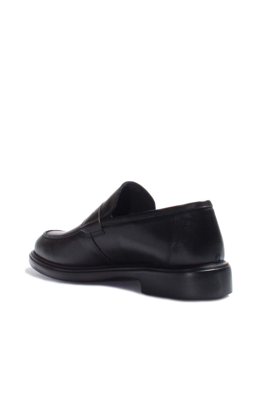 Men's Black Leather Penny Loafers-Wessi