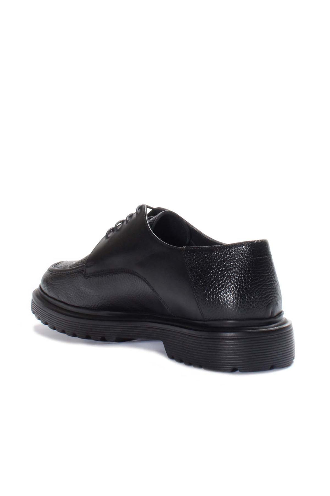 Black Textured Leather Derby Shoes Wessi