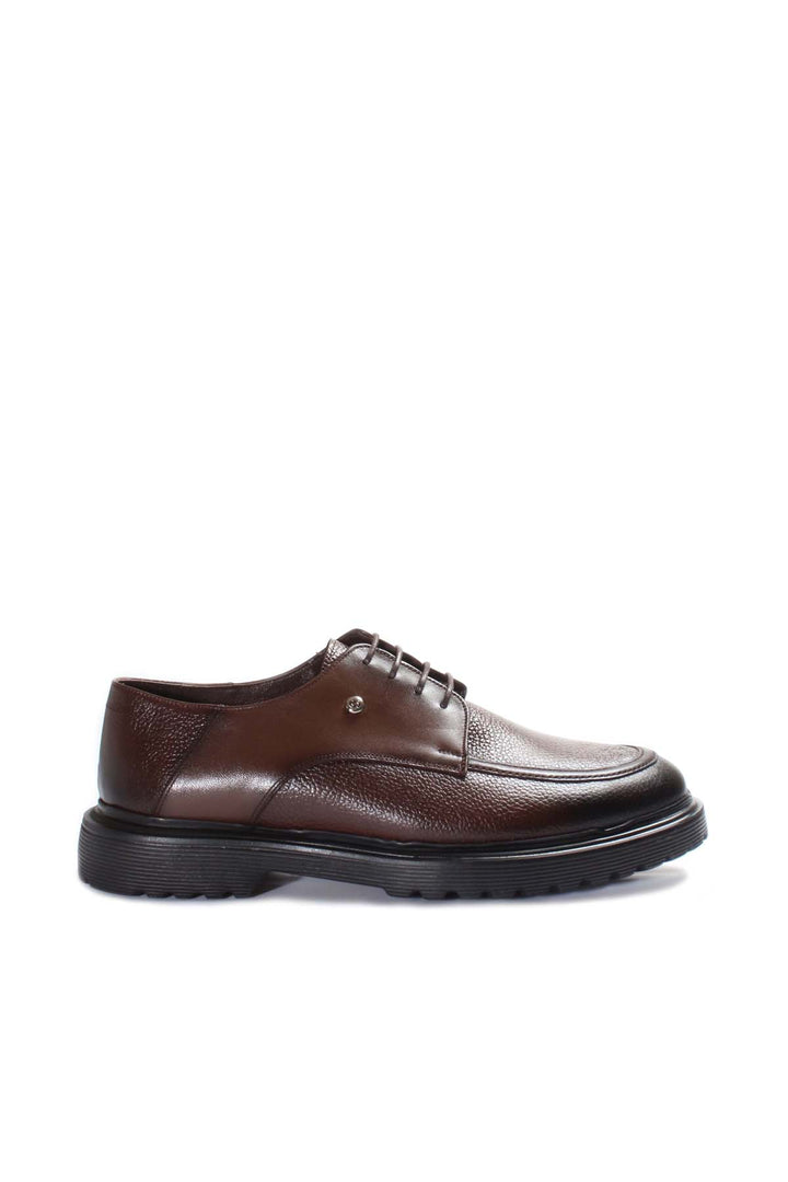 Brown Derby Leather Shoes-Wessi